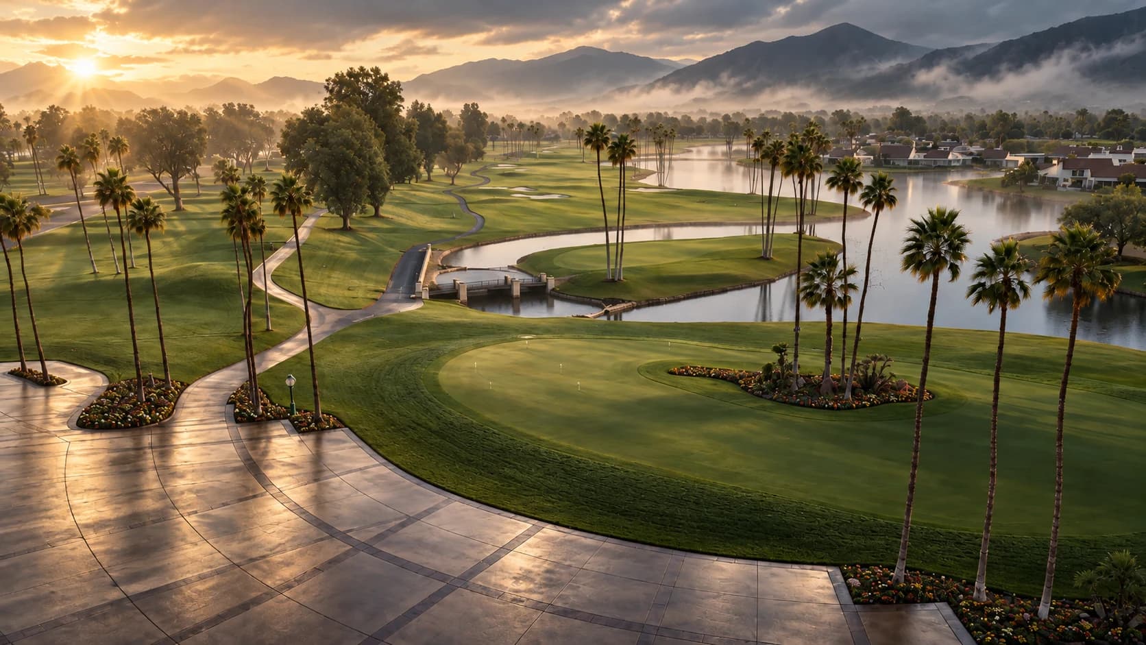 Palm trees and fairways at Mission Hills